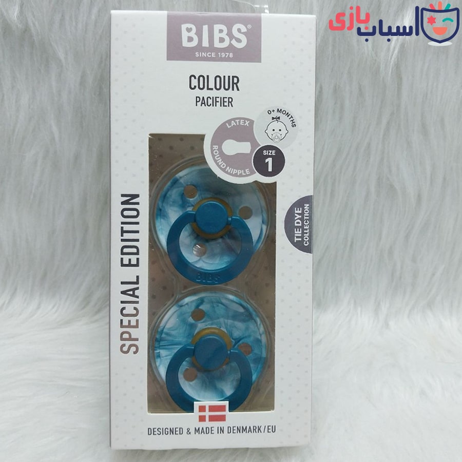 Пустышка BIBS латексная размер 1 Ocean Blue/White 0-6 месяцев