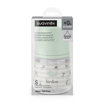 Suavinex Birdies butilka SX Pro 150 ml 0oy+ yalpiz rangli