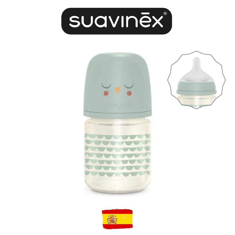 Бутылочка Suavinex Birales 120 мл стеклянная зелёная