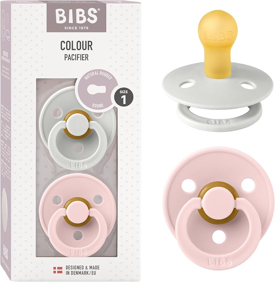 Пустышка BIBS Colour латекс размер 1 серо-лиловая белая 0-6 месяцев 2 шт