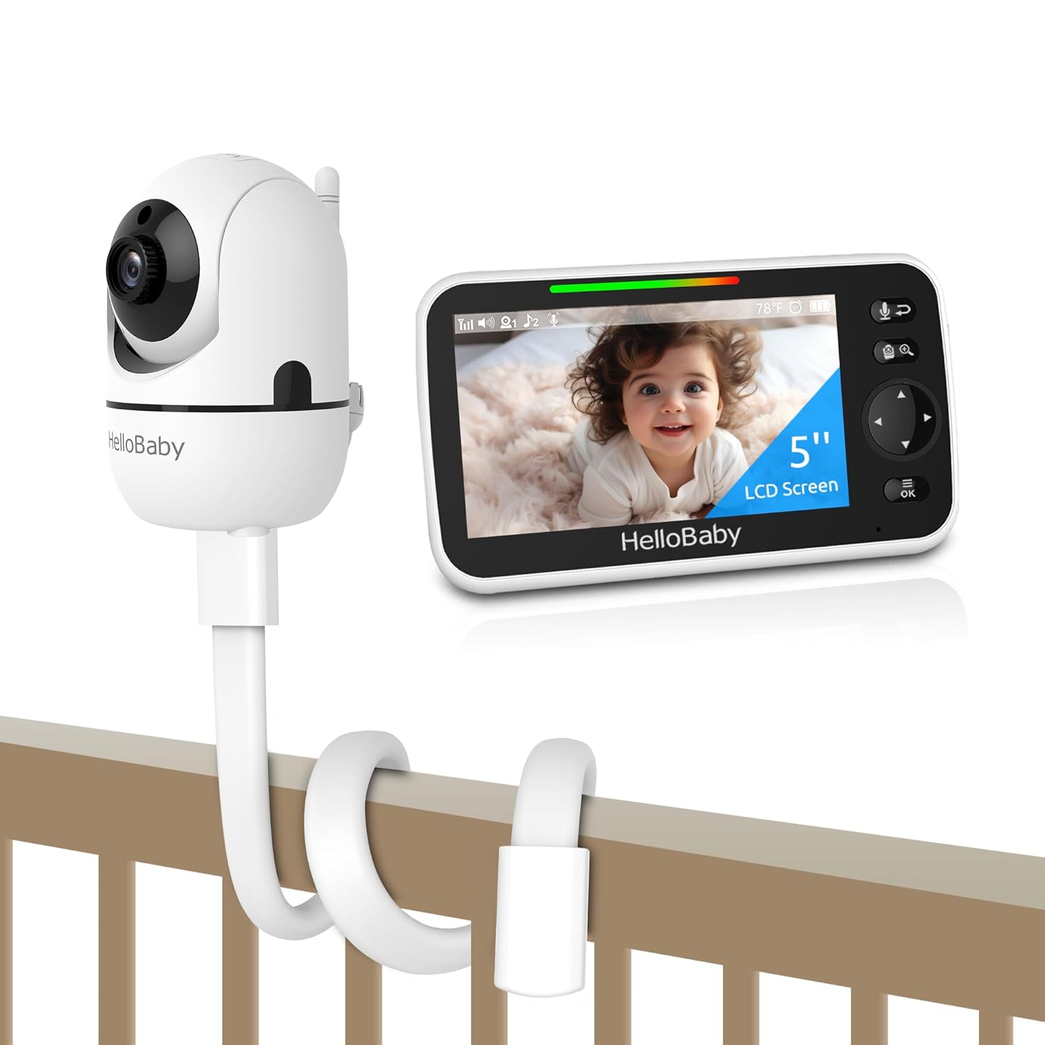 Видеоняня Hellobaby Monitor 5 с ночным видением и двусторонней связью — фото 2