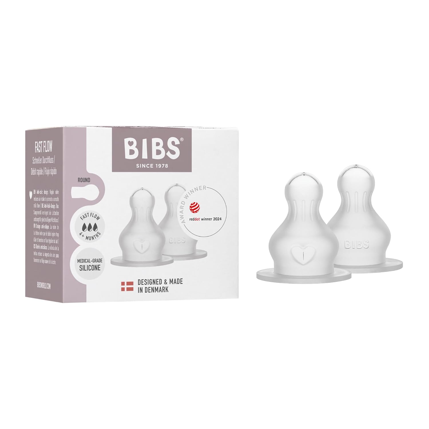 BIBS butilkasi uchun so'rg'ich, 2 dona — silikon, tez oqim