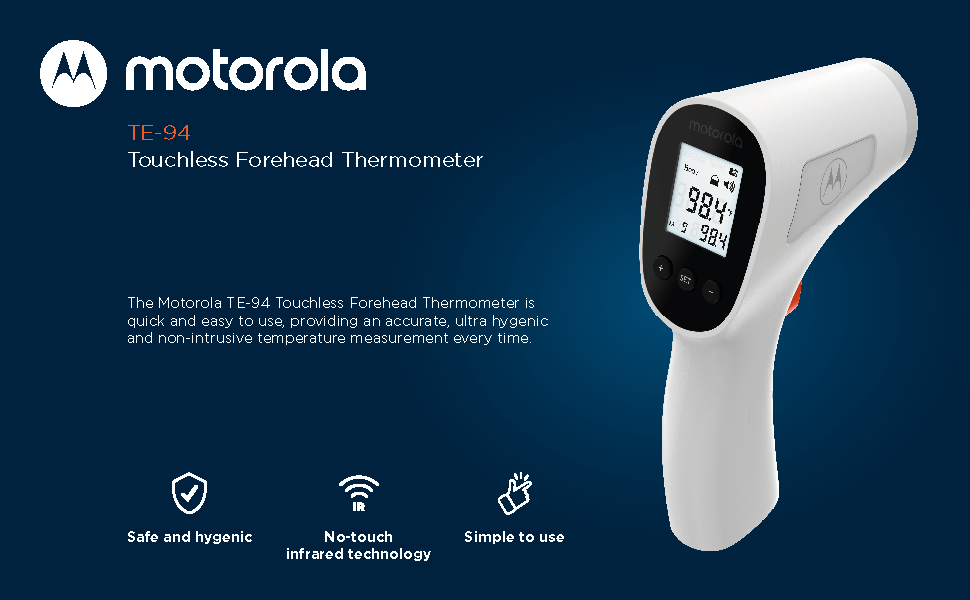 Butun oila uchun Motorola TE-94 kontaktsiz infraqizil termometr