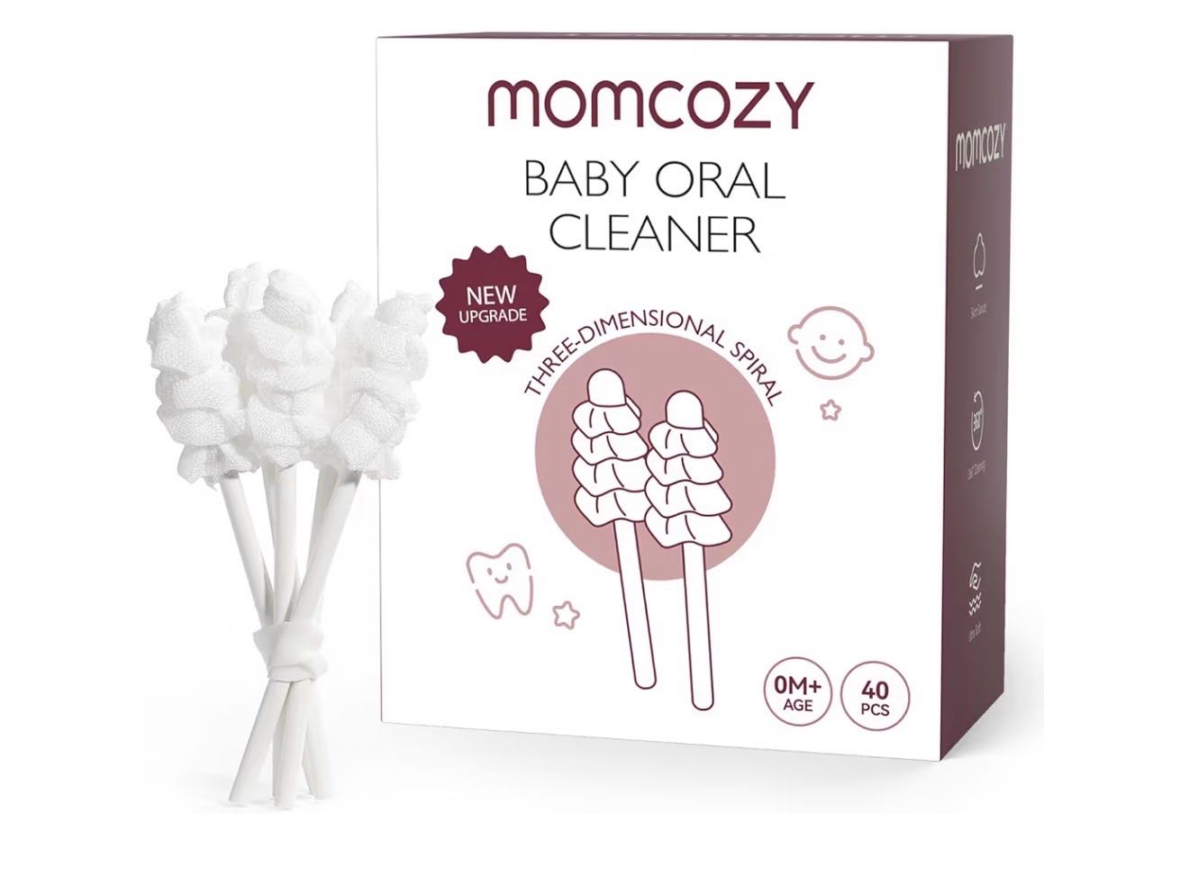 Momcozy Очиститель полости рта 40 штук для новорождённых