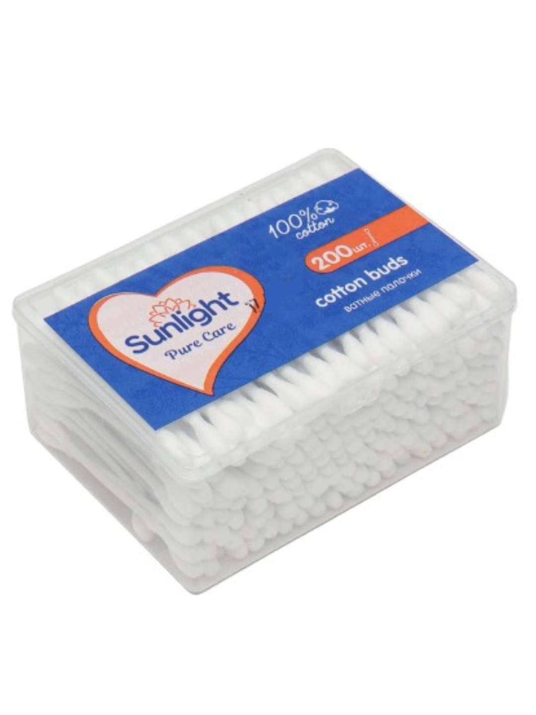 Ватные палочки Sunlight 200 шт., квадратная упаковка