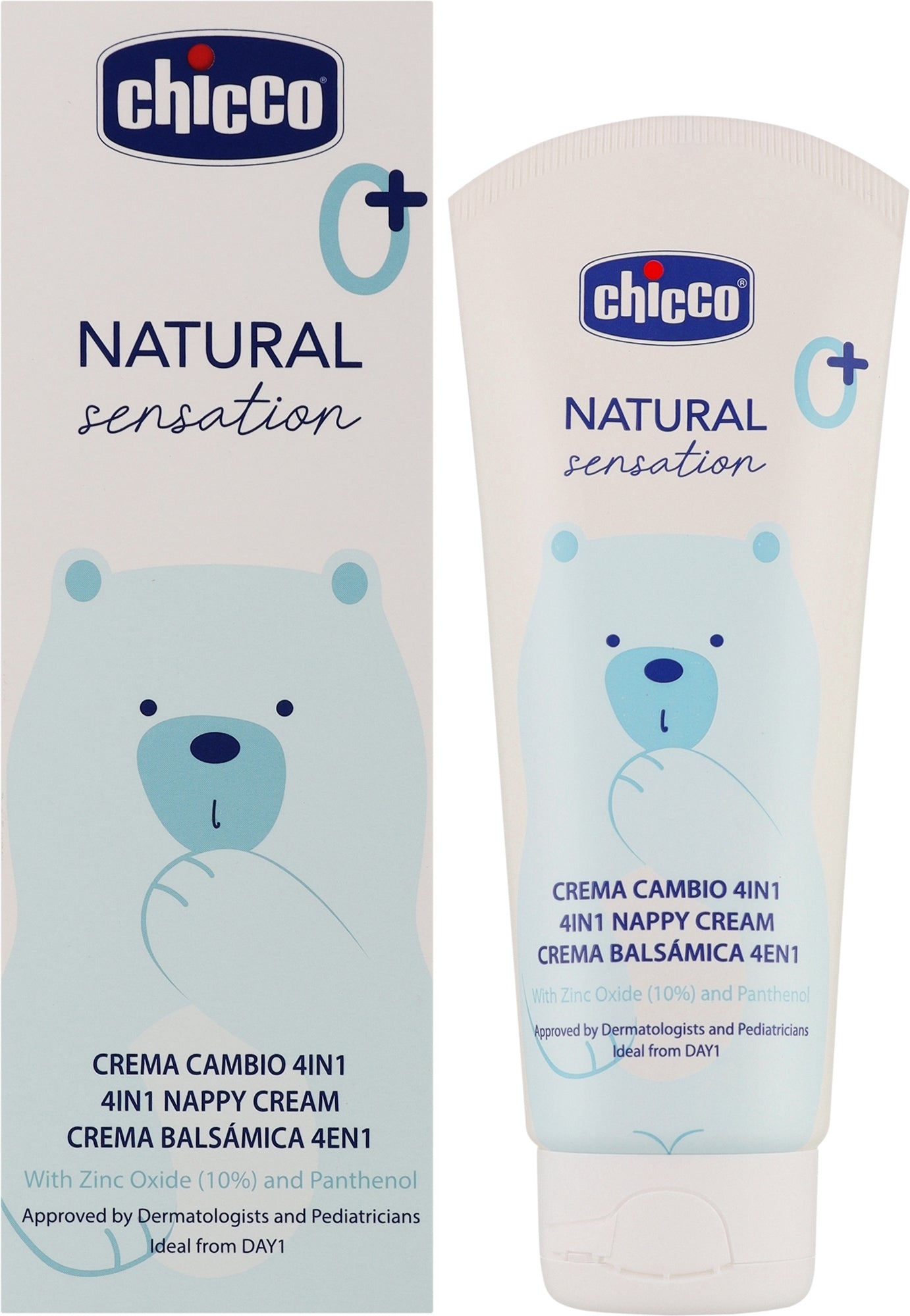 Защитный крем под подгузник 4 в 1 с цинком и пантенолом Chicco Natural Sensation 100 мл