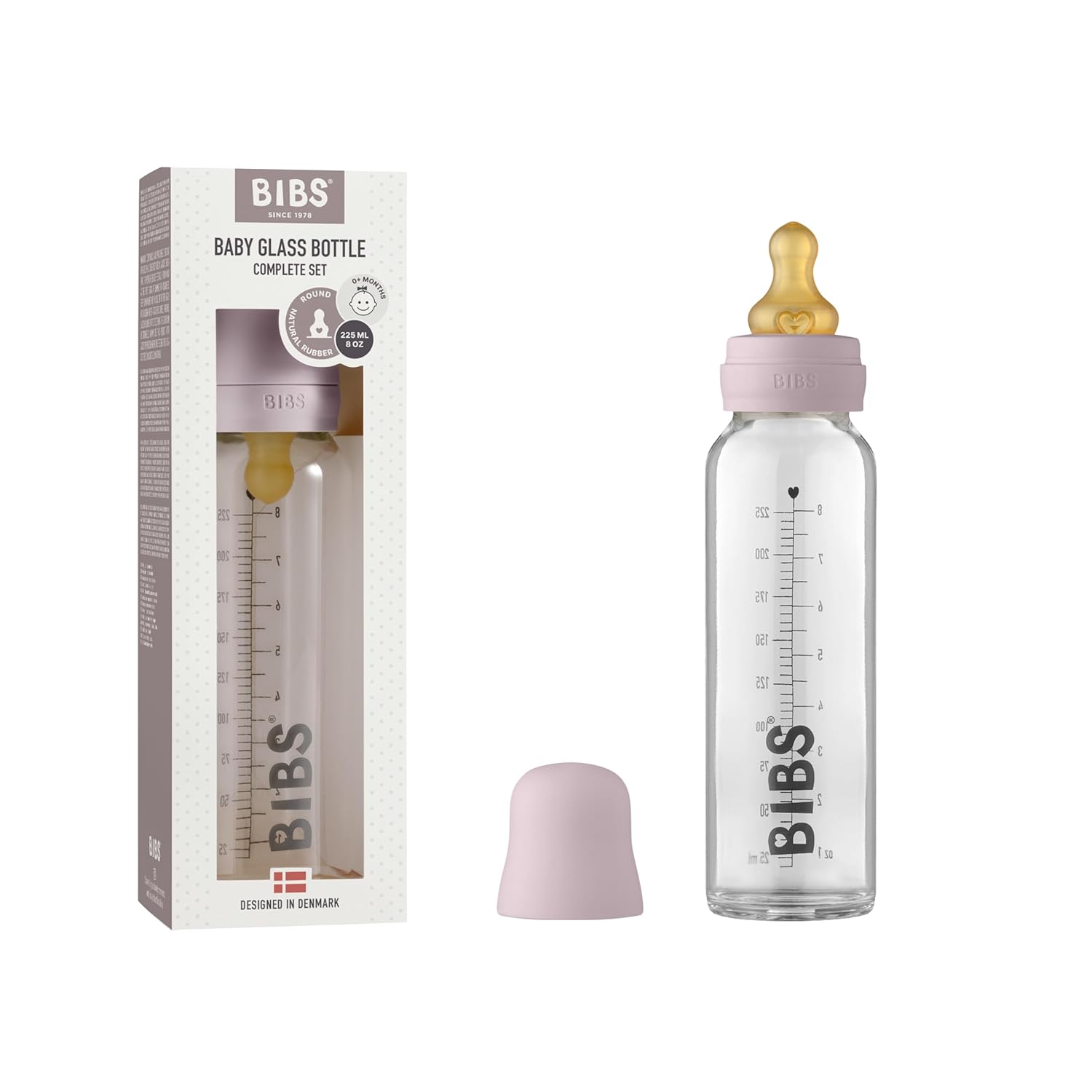 Набор бутылочек BIBS Baby Bottle 225 мл пыльная сирень со стеклом