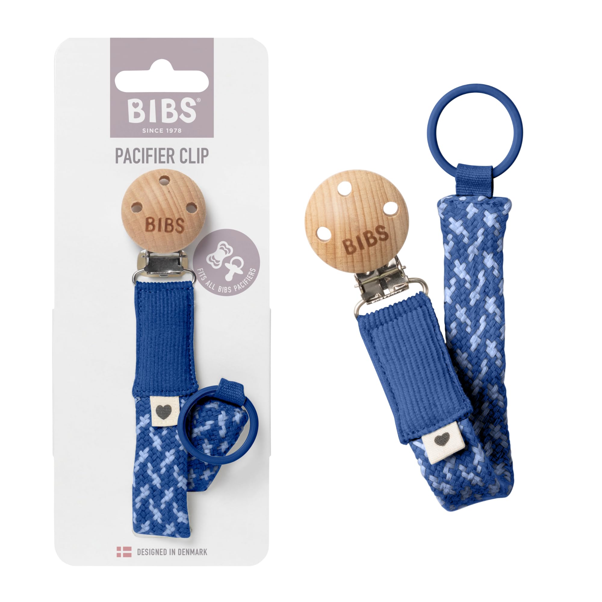Держатель для пустышки BIBS Braided плетёный пыльно-синий хлопок