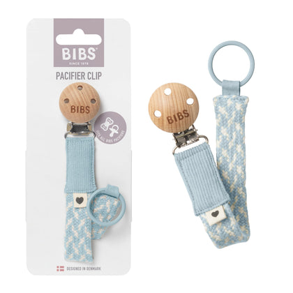 Держатель для пустышки BIBS Pacifier Clip Braided голубой плетёный 0+