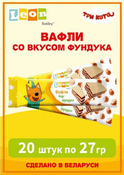 Вафли Leon Baby Три Кота с фундуком 27 г для детей от 8 месяцев
