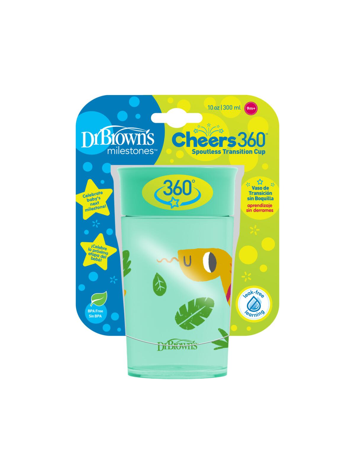 Кружка-непроливайка Dr. Brown's Cheers 360 Cup 300 мл зелёная 9 месяцев