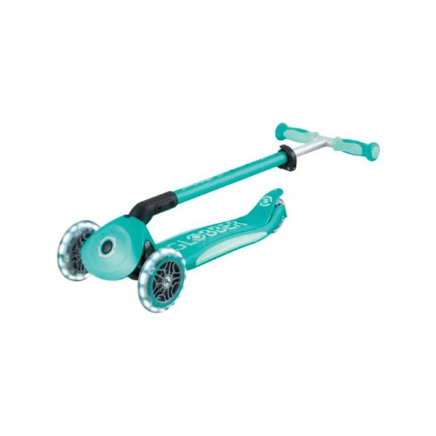 Самокат трёхколёсный Globber Go Luxe Flash Lights мятный со светящимися колёсами