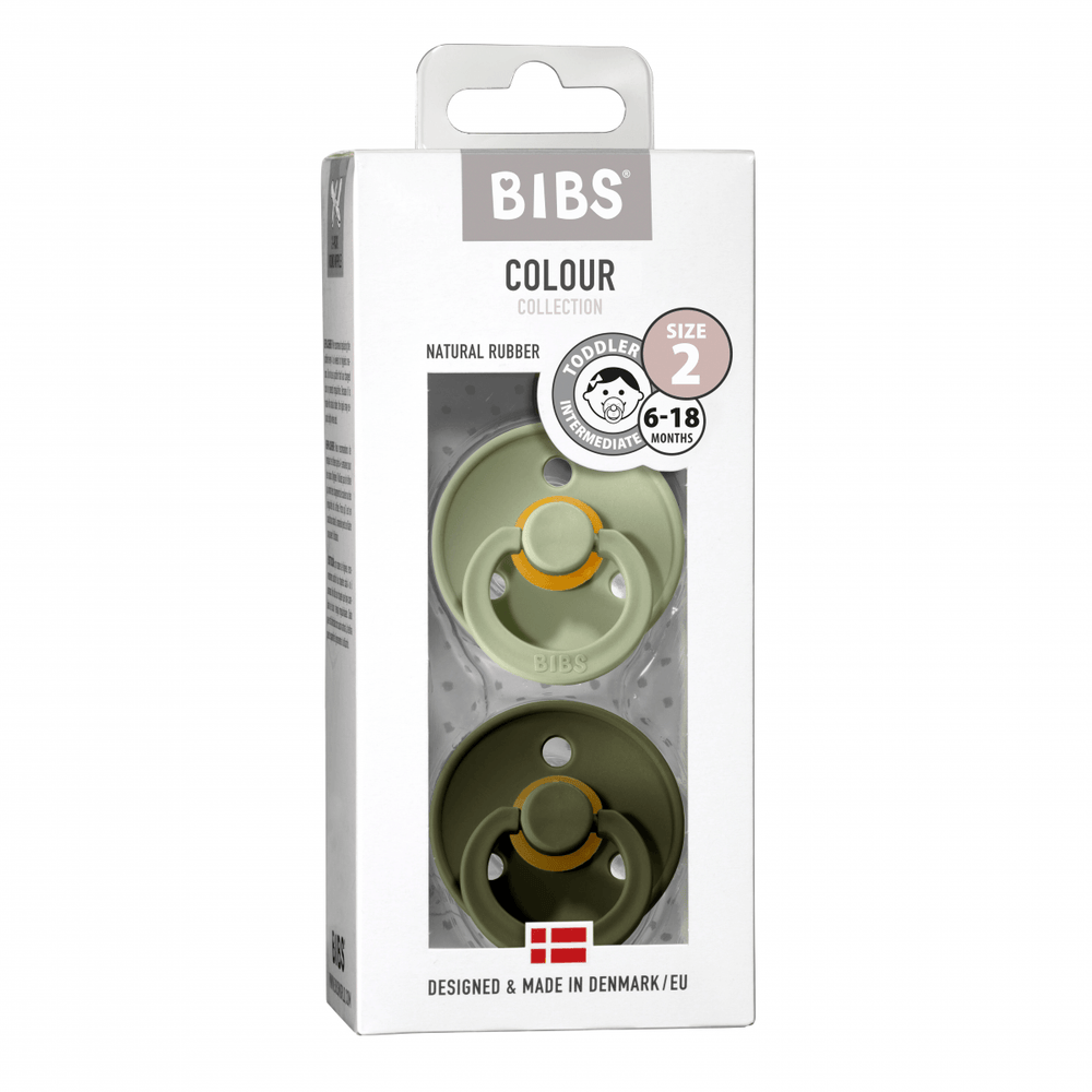 Соска латексная BIBS Colour, размер 2 (6-18 мес), 1 шт, Sage/Hunter Green