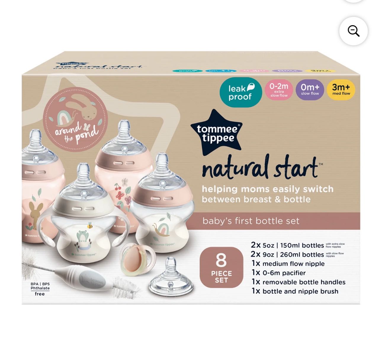 Бутылочки Tommee Tippee Natural Start набор 8 предметов розовый BPA Free
