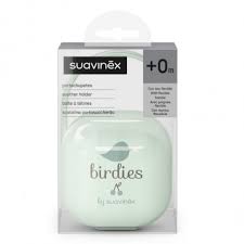 Футляр для пустышки Suavinex Birdies зеленый с защелкой