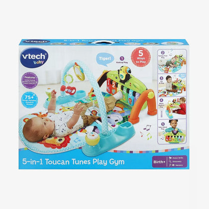 VTech Toucan Tunes 5 in 1 o'yin kovrigi, pianino bilan, tug'ilgandan