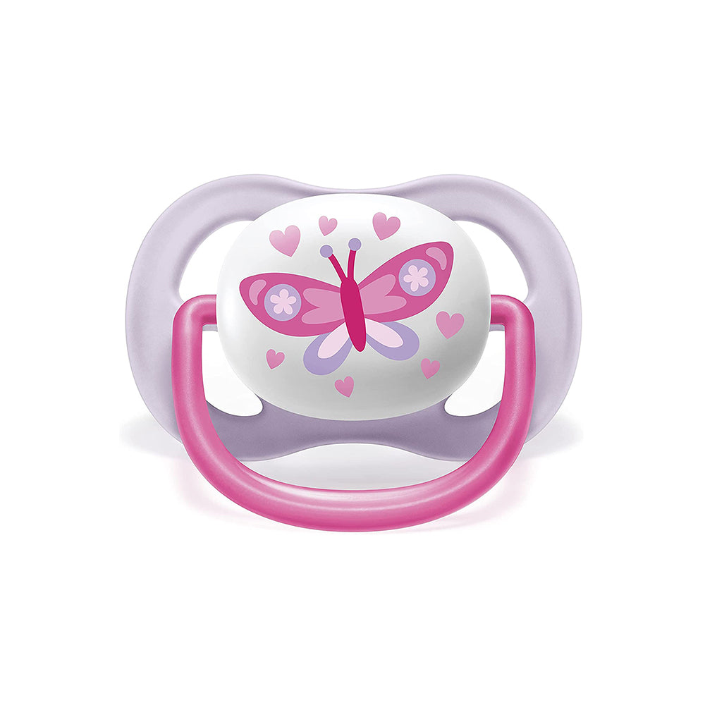 Пустышка Philips Avent Ultra Air силиконовая 0-6 месяцев девочка MAMA Бабочка 2 шт