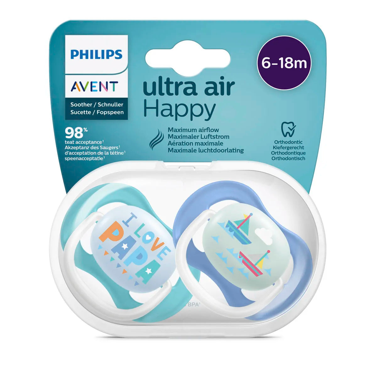 Philips Avent Ultra havo so'rg'ichi 6-18M+, Boy dada/qayiq 2 dona