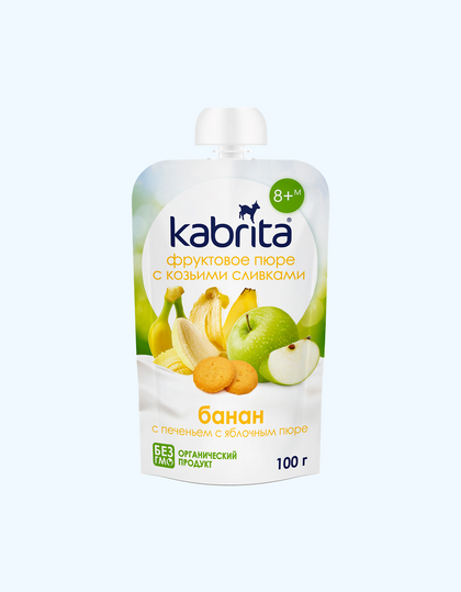 Mevali pyure Kabrita Banan va olma bilan pechenye 100 g