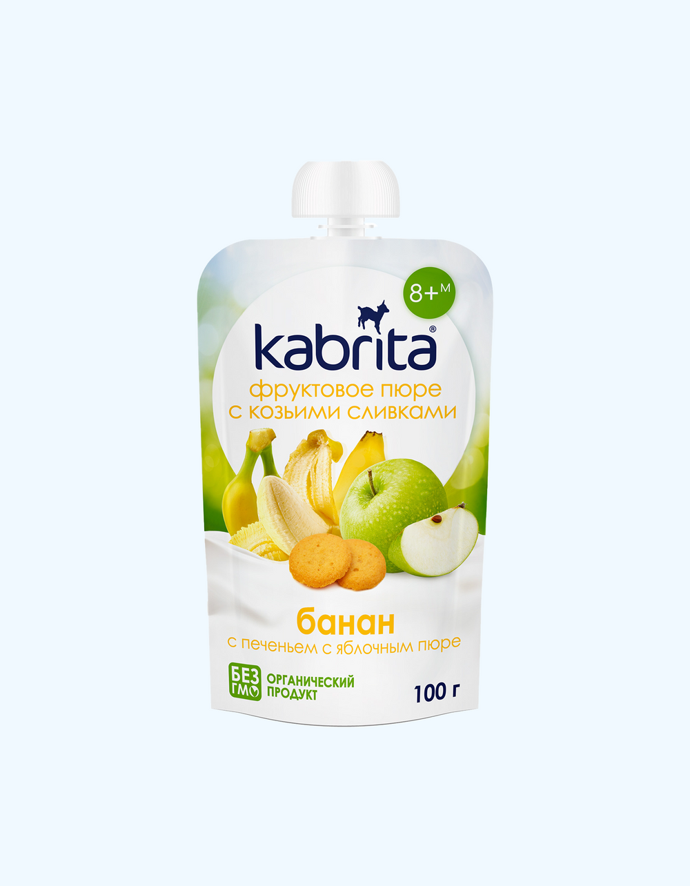 Фруктовое пюре Kabrita для прикорма, дой-пак 100 г, 6 вкусов