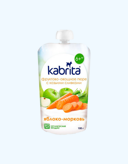 Фруктовое пюре Kabrita Яблоко-морковь 100 г для детей 6+ месяцев