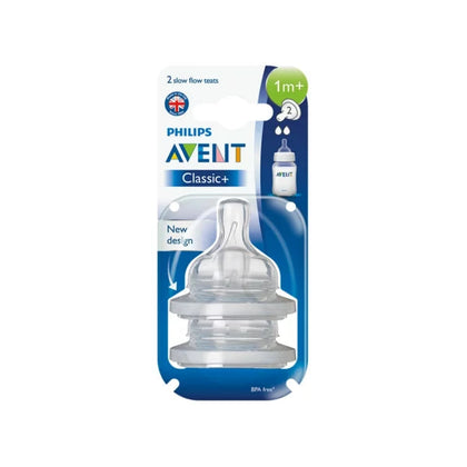 Avent antikolik nipellar, 2 dona, 1 oydan ortiq chaqaloqlar uchun, sekin oqim