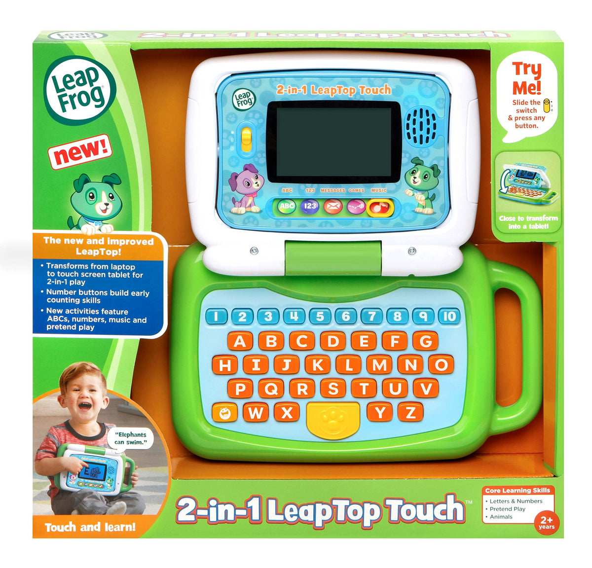 LeapFrog 2-in-1 LeapTop Touch bolalar noutbuki, quti