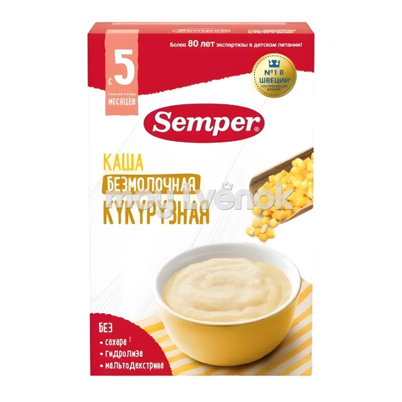 Каша Semper безмолочная кукурузная 5м+ 180 гр