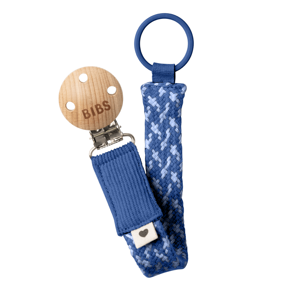 Держатель для пустышки BIBS Braided плетёный пыльно-синий хлопок