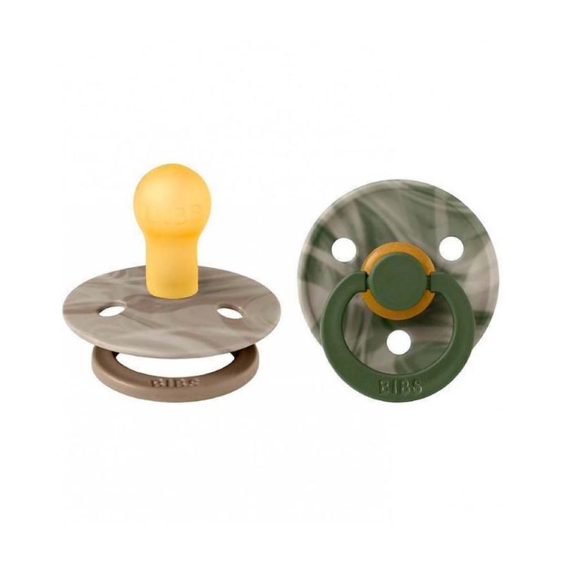Bibs Colour pustishkasi 1-o'lcham (0-6 oy) yashil-jigarrang, 2 dona — ortodontik so'rg'ich