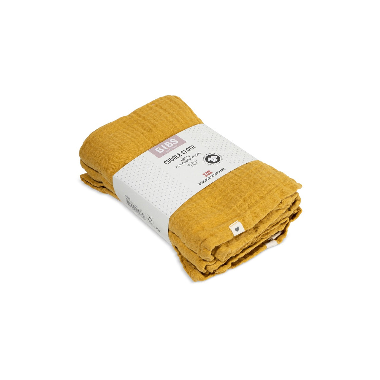 Муслиновые пелёнки BIBS 70х70 см горчичные 2 шт хлопок