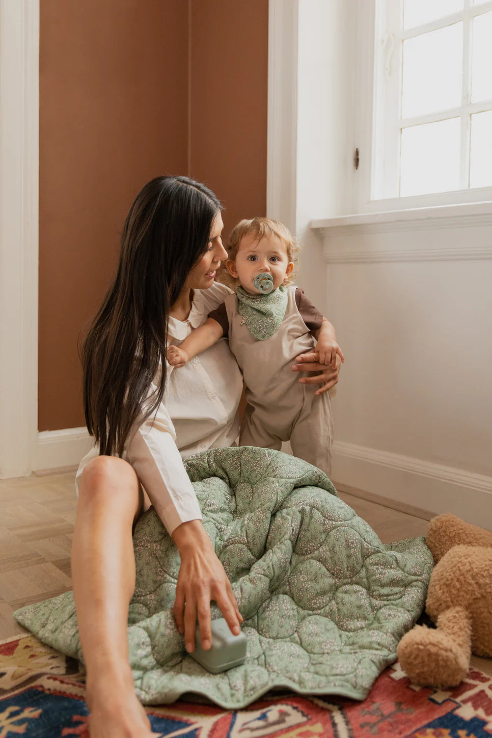 Детское одеяло BIBS x Liberty Quilted Blanket Capel Sage стеганое