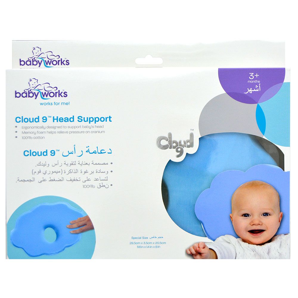 Поддержка головы Baby Works Cloud 9 хлопковая Blue 0+ месяцев