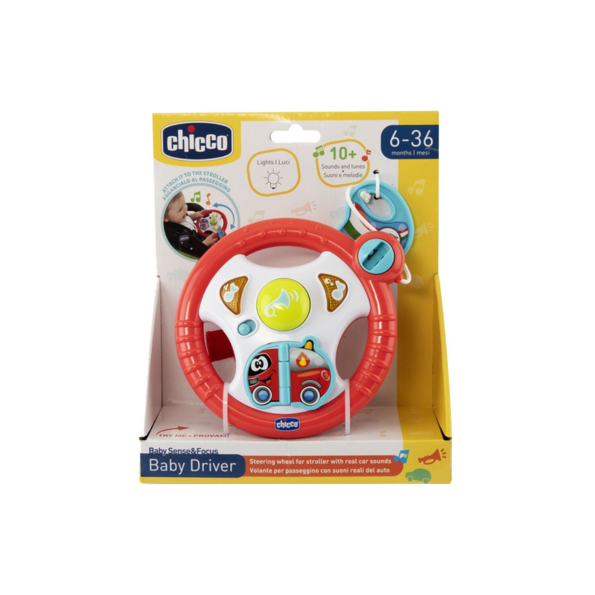 Руль игрушечный Chicco со звуками и светом для детей 6-36 месяцев
