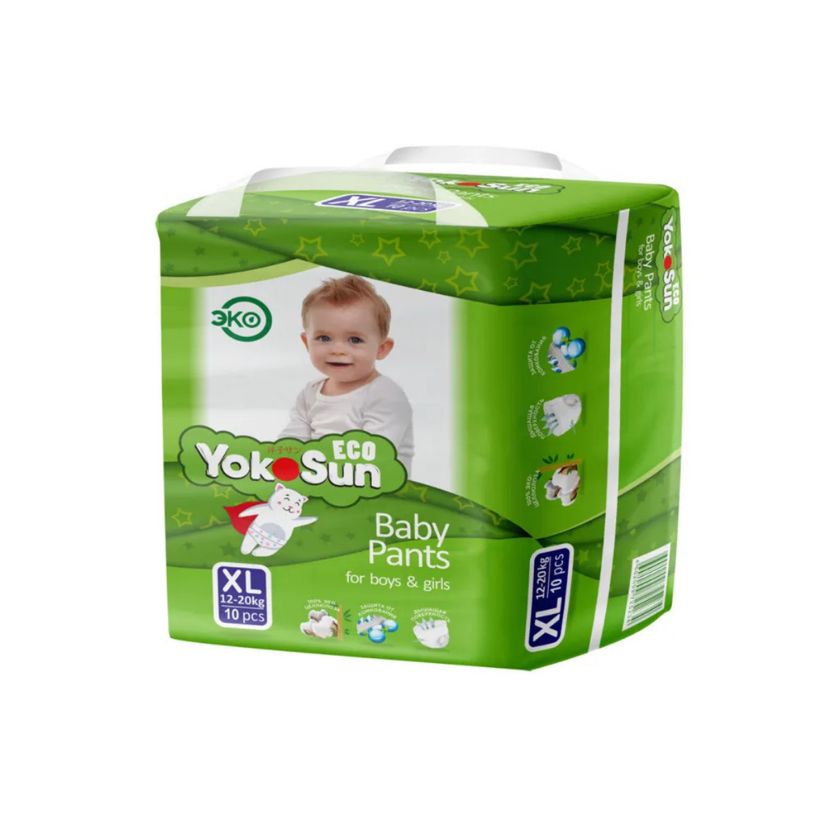 Трусики-подгузники YokoSun Eco размер XL (12-20 кг) 10 шт