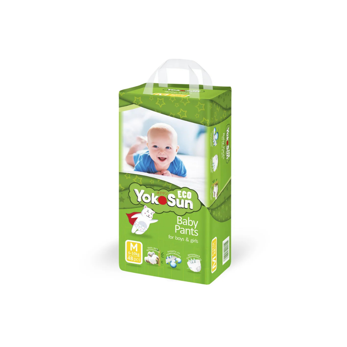 Трусики-подгузники YokoSun Eco размер M (6-10 кг) 48 шт