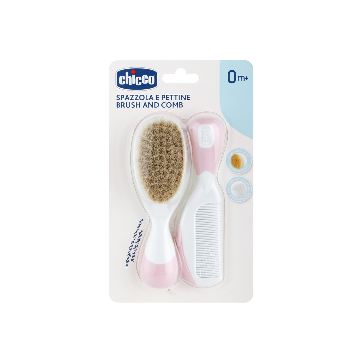 Chicco щетка и расческа для детей розовая с рождения