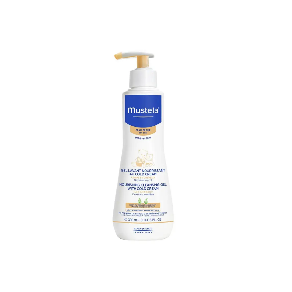 Гель для волос и тела Mustela с кольд-кремом 300 мл