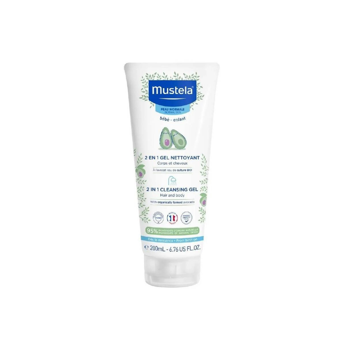 Очищающий гель Mustela для волос и тела 200 мл без слёз