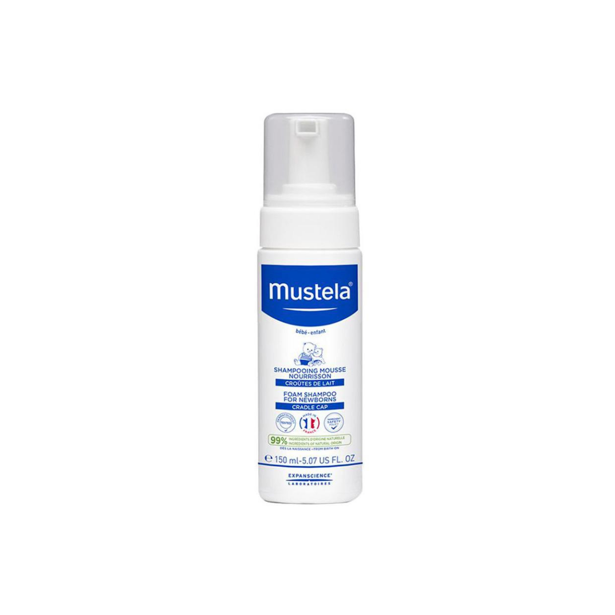 Шампунь-пенка Mustela для новорожденных от молочных корочек 150 мл