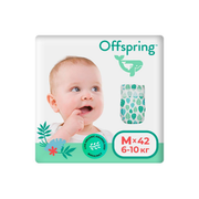 Подгузники Offspring M (6-10 кг) 42 шт дизайн Листочки