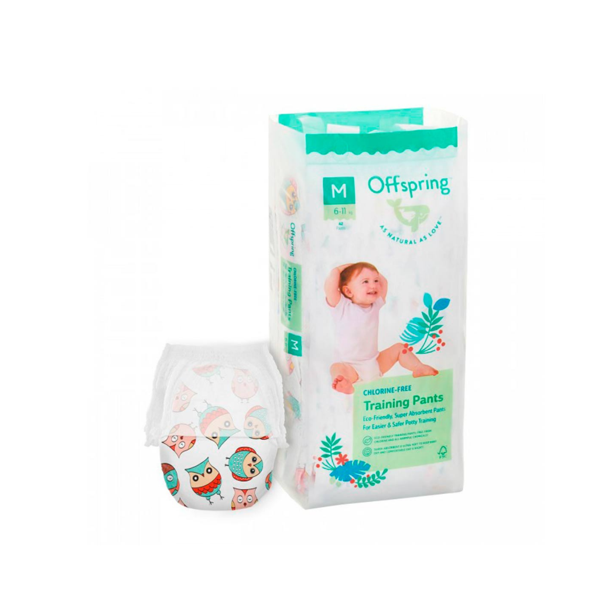 Подгузники-трусики Offspring M (6-11 кг) 42 шт с рисунком Совы