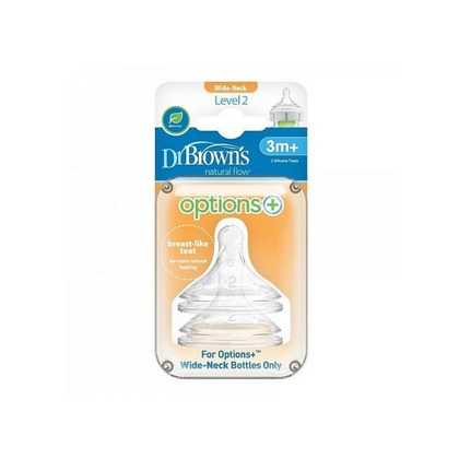 Соски Dr. Brown's Option+ уровень 2 силиконовые 3м+ 2 шт