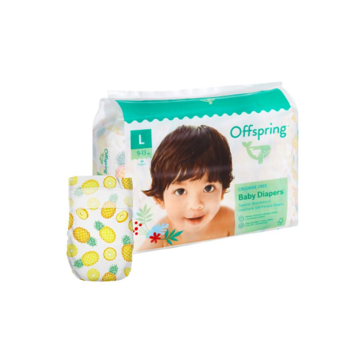 Offspring подгузники L (9-13 кг) Ананасы 36 шт