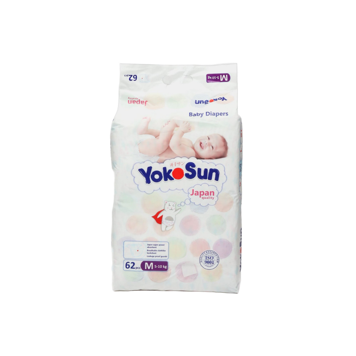 YokoSun Comfort подгузники размер M (5-10 кг) 62 шт мягкие