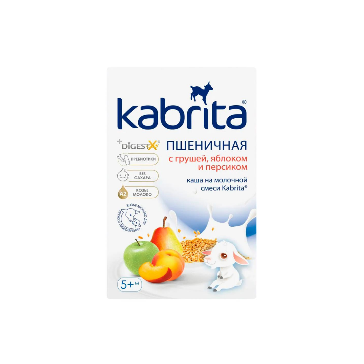 Kabrita Пшеничная каша на молочной смеси груша яблоко персик 180 г (5+ месяцев)