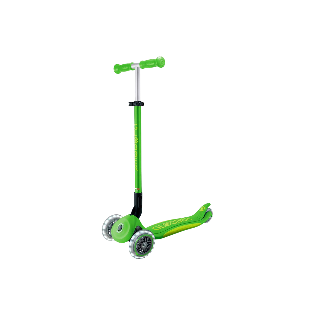 Самокат Globber Primo Foldable Plus Lights трёхколёсный Apple Green