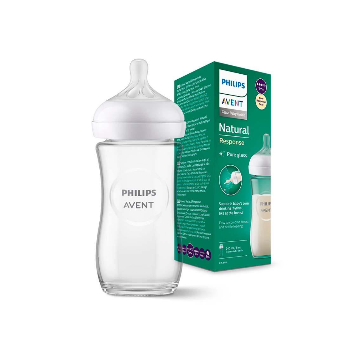 Бутылочка Philips Avent Natural Response стеклянная 240 мл — продаётся 1 бутылочка без коробки