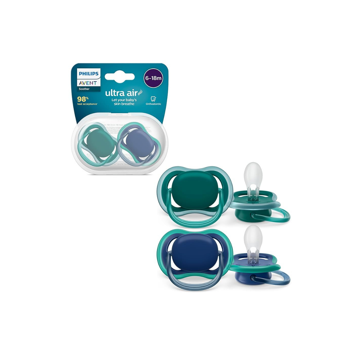 Пустышки Philips Avent Ultra Air ортодонтические 6+ месяцев 2 шт