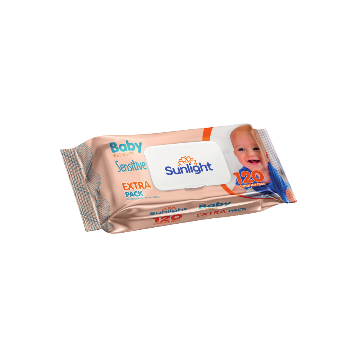 Влажные салфетки Sunlight Baby нежные 120 шт розовая упаковка